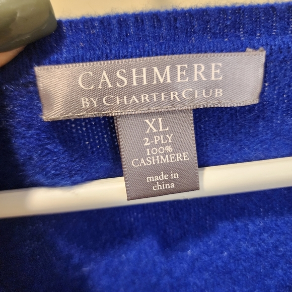 CASHMERE by Charter Club Royal Blue Pullover Women's V Neck Sweater size M - Picture 4 of 8